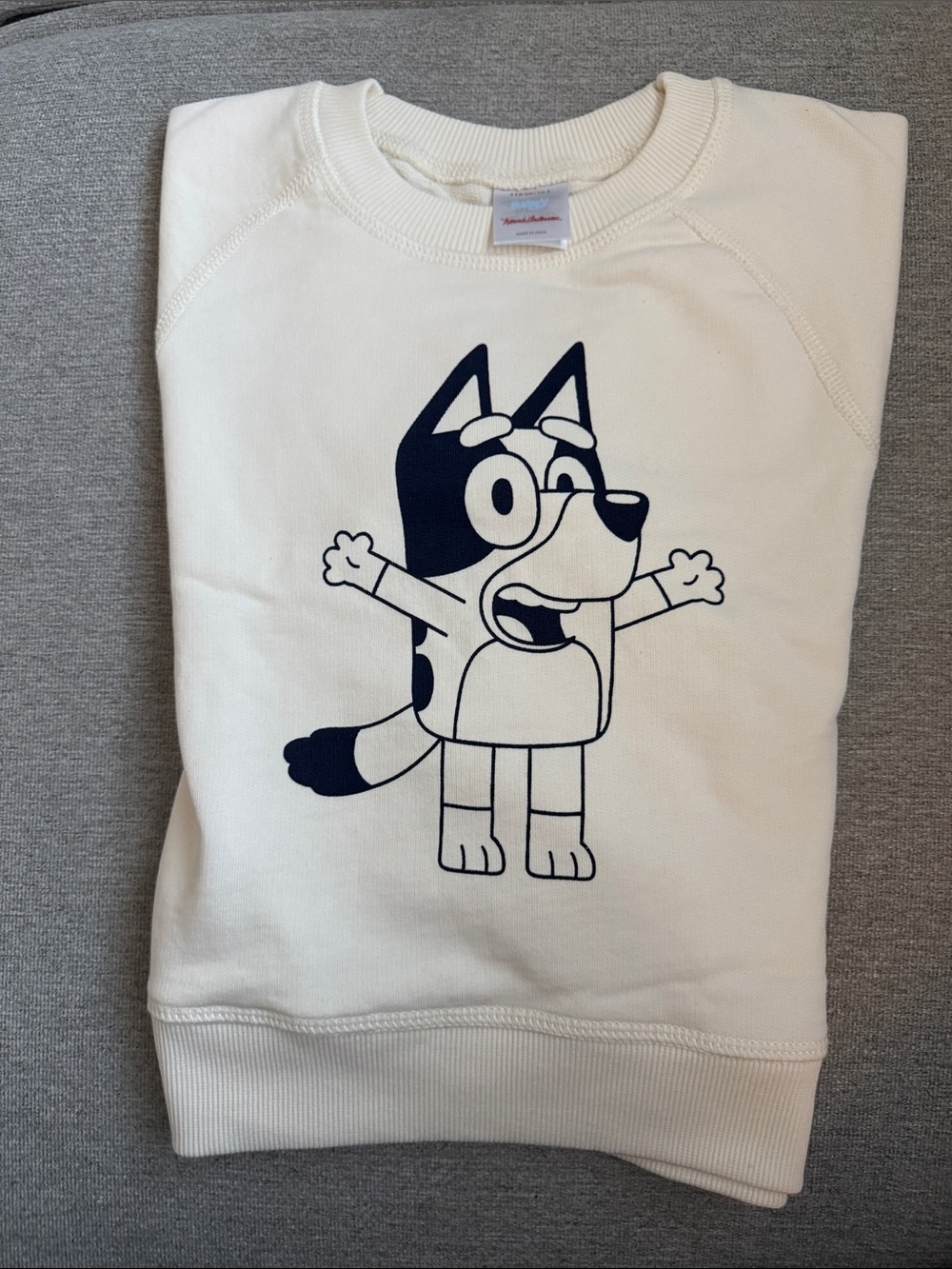 Hanna Andersson Cream Sweatshirt with Navy Dog Graphic